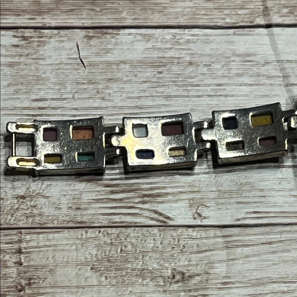 Aria Quartz 925 Silver Multicolor Square Dial Watch